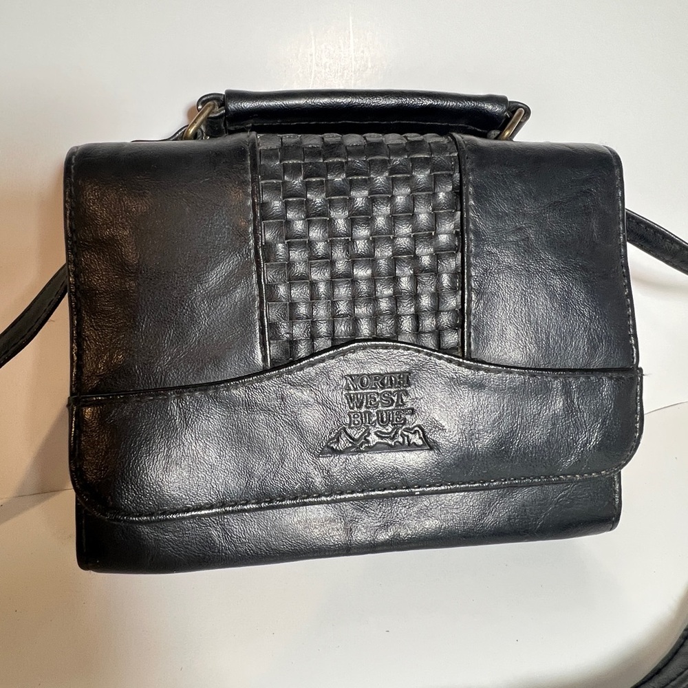 North West Blue black Black Leather Shoulder Bag